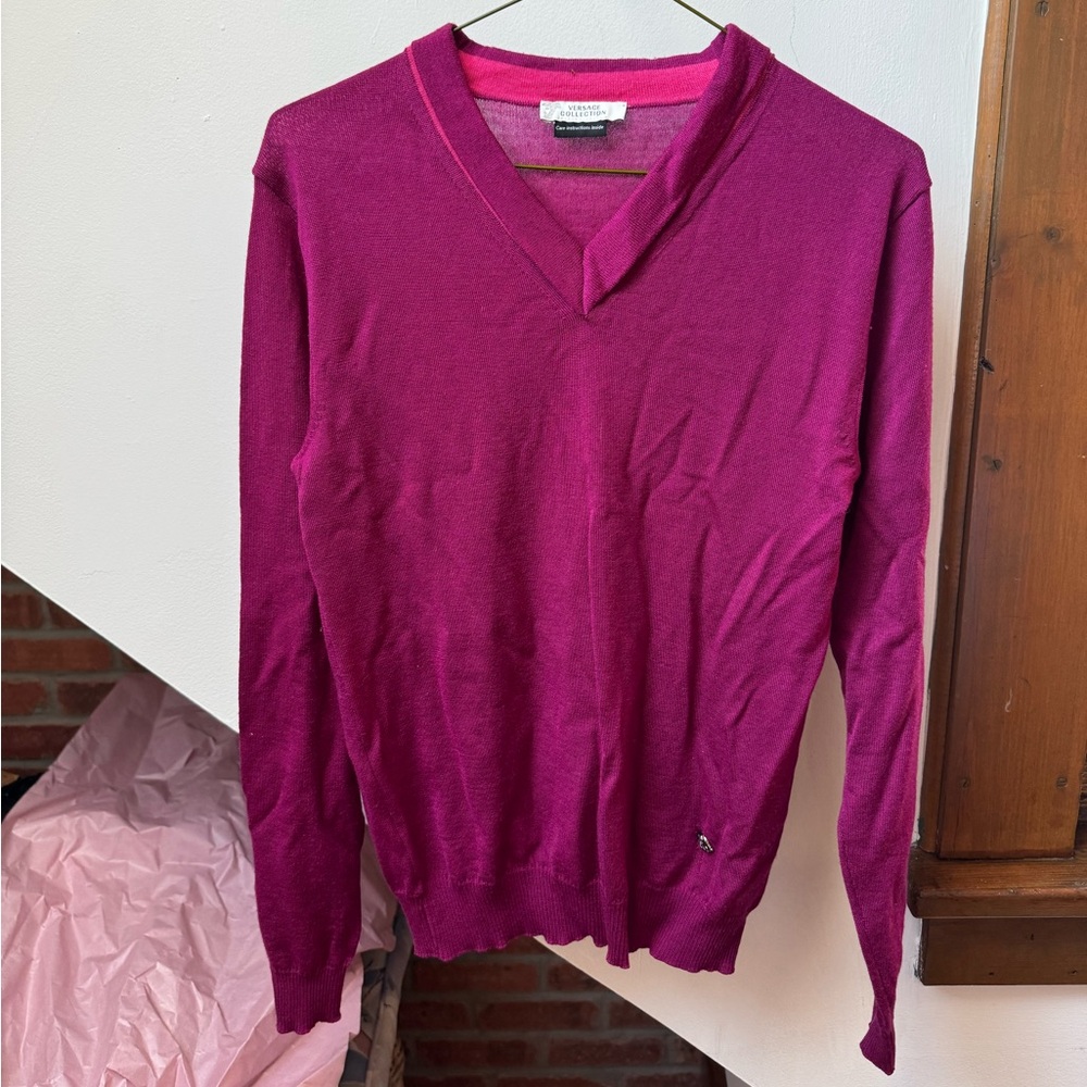 Versace V Neck Pink Sweater